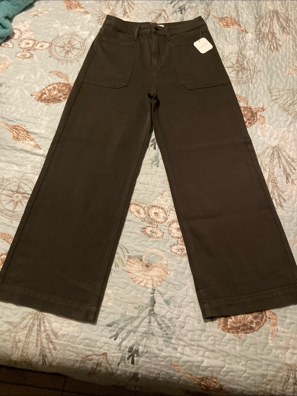 Altar'd State Wide-Leg Jeans in Dark Olive